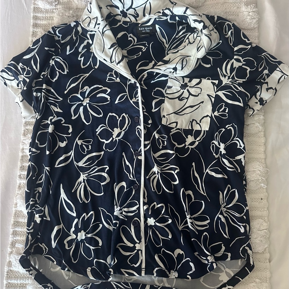Kate Spade Floral Blue and White Pajama Set - Picture 4 of 6